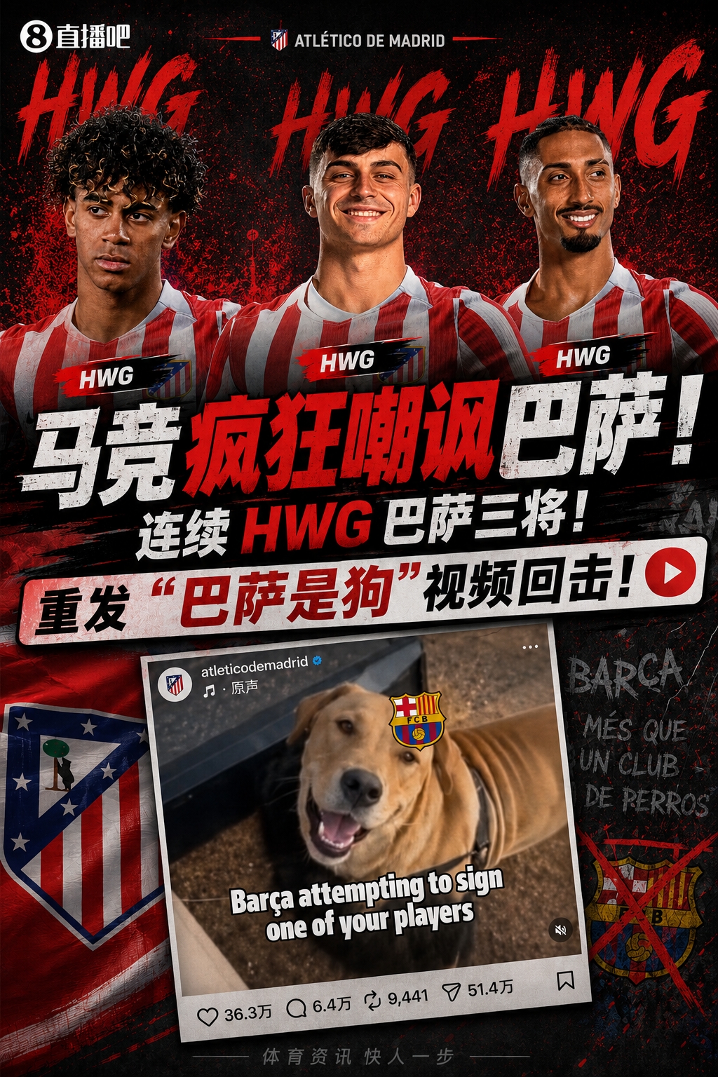 乐鱼leyu-龙赛罗改口称赞马竞：恶搞巴萨帖子太天才了，我第一次转发他们